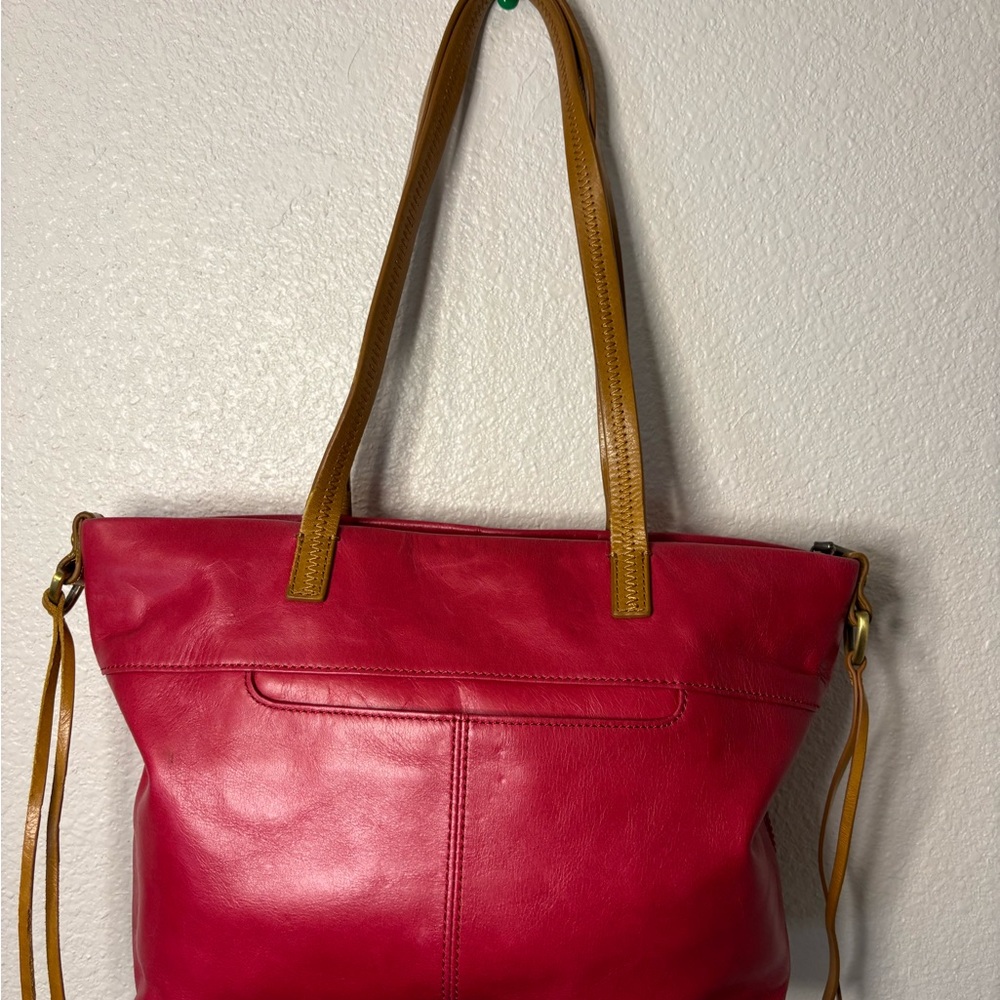 Chic Red Tote with Tan Accents